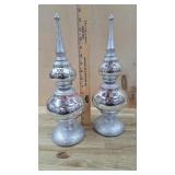 2- 15 inch silver lighted fineal decorations