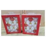 2- Boxes of red and white ornaments