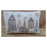 Village design lighted throw pillow