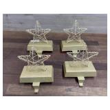 Set of 4 Gold star stocking holders