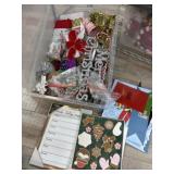 Large tote of Ornaments and holiday decorations