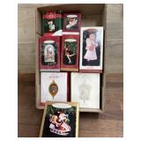 8 Hallmark ornaments  Skater. Santa and misc.