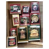 10- Hallmark ornaments  Carousel, Santa and misc.