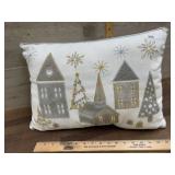 Village design lighted throw pillow