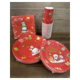 Christmas paper plate set with napkins and cups