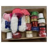Box of various holiday ribbon