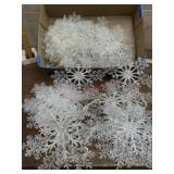 Flat of clear plastic snowflakes