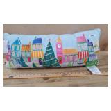 Blue Village print light up throw pillow
