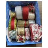 Box of holiday ribbons