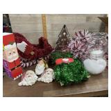 Box of garland and misc. holiday decorations