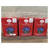 3 boxes of blue mini lights
