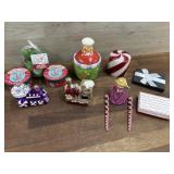Box of holiday decor - ornaments, gift card