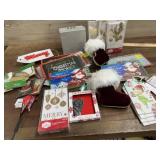 Flat of  Christmas ornaments and signs