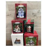 5- Hallmark Village houses and church ornaments