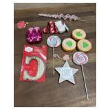 Basket with various Christmas ornaments