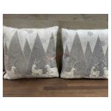 Pair of white and grey deer throw pillows