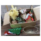 Box of various Christmas decorations