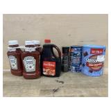 Ketchup. Syrup. Peppercorn   Salmon. Hot