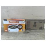 Dunkin k cups and 8 canisters sugar