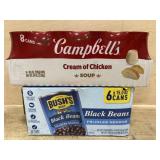 8 cans cream of chicken soup & 6 cans black beans