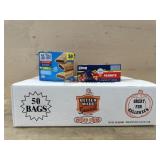 50 bags potato chips. 36 Nutri grain bars. 24