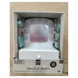 White wooden tabletop vanity