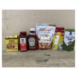 Taco seasoning. Seasoning salt. Ketchup. Granola.