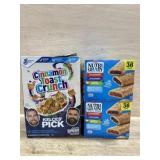 Cinnamon Toast Crunch and 2 Nutri grain bars