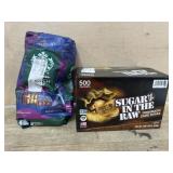 Starbucks French roast and sugar in the raw