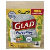 Glad ForceFlex Trash Bags - 1 box of 160 bags