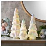 Set of 3 pre lit iridescent trees