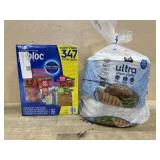 Ziploc bags. Paper plates