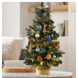 Pre Lit 32 In Mini Tree Decorating Kit - Blue &