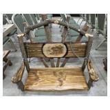 Amish made saw burst bear porch swing 48x24x40