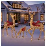 Pre Lit Animated Deer Family