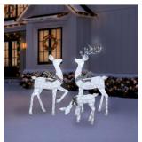 3 Pc Pre Lit Animated Iced Deer Family