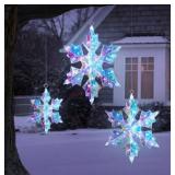 Set of 3 Pre Lit Prismatic Snowflakes