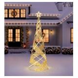 Pre Lit Spiral Cone Tree Gold