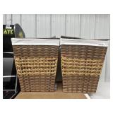2 wicker linen lined laundry hampers