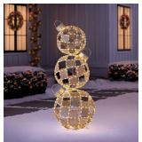 Pre lit stacked ornament decor - gold