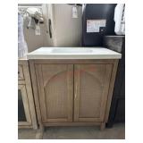 Damaged 30ï¿½ vanity with backsplash. Handles are