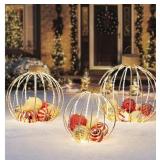 Pre Lit 3 Piece Twinkling Ornament Decor