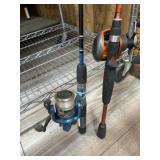 Bill Dance rod with reel and Zebco rod with open