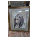 16x20 signed charcoal of Woman drawing
