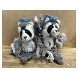 2 raccoon rope dog toys
