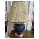 Navy blue table lamp with white shade
