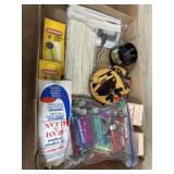 Flat of various lighters and pipe cleaners