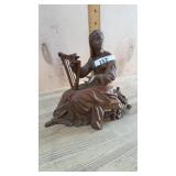 Woman with harp clock topper