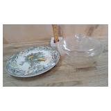 Old plate and Casserole dish with lid