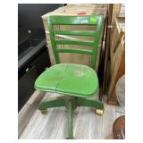 Green painted wood old office chair